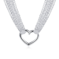 Silver Plated Heart Shape Multilayer Trendy Necklace for Women