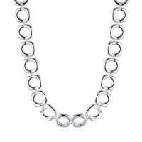 Silver Plated Necklace Square Hollow Circle Necklace