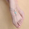 Simple Carved Turquoise Multilayer Tassel Beach Alloy Anklet