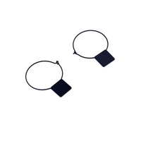 Simple Copper Circular Geometry Square Pendant Earrings for Women