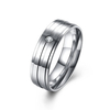 Simple Couple Ring Stainless Steel Zircon Wedding Ring for Couple Gift