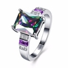 Simple Luxury Ring Square Rainbow Zircon Rhinestone Crystal Women Ring