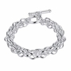 Simple Men Bracelet Silver Plated Width Hollow Circle Bracelet