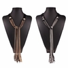 Simple Necklace Alloy Tassel Leather Long Sweater Necklace