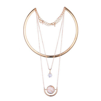 Simple Necklace Alloy Tassel Zircon Collar Necklace for Women