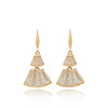 Simple OL Earrings Gold Zircon Fan-Shaped Skirt Earrings for Women Gift