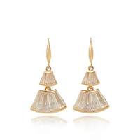Simple OL Earrings Gold Zircon Fan-Shaped Skirt Earrings for Women Gift