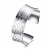 Simple Opening Bracelet Silver Plated Width Weaving Bracelet for Women Gift