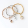 Simple Owl Rhinestone Alloy Pendant Tricolor Resin Bracelet Set