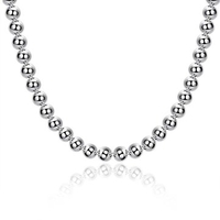 Simple Unisex Necklace Silver Plated Beads Necklace