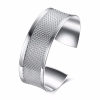 Simple Women Bracelet Opening Scrub Silver Plated Width Bracelet