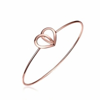 Simple Women Bracelet Rose Gold Alloy Hollow Heart Bracelet
