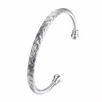 Simple Women Bracelet Silver Plated Wave Pattern Bracelet