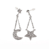 Simple Women Earrings Alloy Rhinestone Star Moon Tassel Earrings