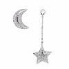 Simple Women Earrings Alloy Zircon Star Moon Tassel Earrings