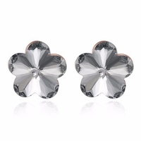 Simple Women Earrings Clear Glass Crystal Flower Earrings