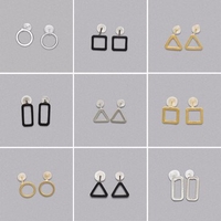 Simple Women Earrings Geometry Circle Triangle Square Rectangle Earrings