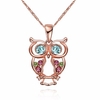 Simple Women Necklace Alloy Owl Rhinestone Glass Crystal Necklace Gift