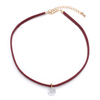 Simple Women Necklace Crystal Pendant Leather Necklace