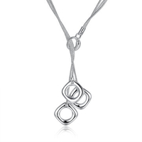 Simple Women Necklace Square Pendant Tassel Necklace