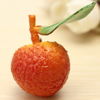Simulation Fruit Litchi Resin Crafts Ornaments With String Pressure Release Squishy Toys