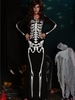 Skeleton Pattern Printed Hole Sleeve Floor Length Zombie Halloween Costumes Dresses