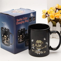 Skull Flowers Magic Mug Heat Sensitive Color Changing Coffee Milk Tea Cups