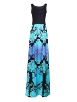 Sleeveless Floral Patchwork Women Bohemian Maxi Dress
