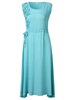 Sleeveless Flower Embroidery Solid Color Long Maxi Dress For Women
