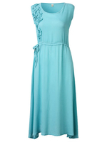 Sleeveless Flower Embroidery Solid Color Long Maxi Dress For Women