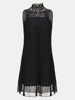 Sleeveless Lace Hollow Out Chiffon Mini Dress