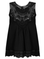 Sleeveless Lace Transparent Sexy Chiffon Women Tank Tops