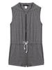Sleeveless Zipper Drawstring Waist Casual Women Hooded Short Jumpsuit