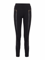 Slim Faux PU Leather Patchwork Zipper Skinny Stretch Pencil Pants For Women