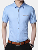 Slim Fit Button Down Printing Patchwork Short Sleeves Bussiness Designer Shirt for Men