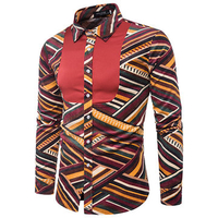 Slim Fit Chest Stitching Printing Button Up Designer Dress Shirt for Men