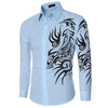 Slim Fit Formal Casual Printing Long Sleeve Turn Down Collar Designer Dress Shirt for Men