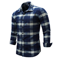 Slim Fit Long Sleeve Checked Button Down Shirt for Men