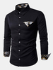 Slim Fit Long Sleeve Chest Pocket Stitching Button Up Designer Shirt for Men