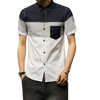 Slim Fit Patchwork Bust Pocket Button Up Shirt