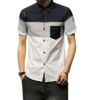 Slim Fit Patchwork Bust Pocket Button Up Shirt