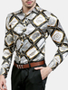 Slim Fit Printing Long Sleeve Button Up Shirt