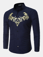 Slim Fit Printing Long Sleeves Designer Dress Shirts