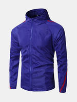 Slim Fit Thin Patchwork Hoodied Patchwork Sun Proof Jacket for Men