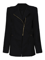 Slim Small Suit Long Sleeve Fitted Pure Color Zipper Jacket