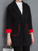 Slim-Type Women Patchwork Turn-down Collar Thickening Woolen Coats
