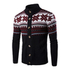 Snowflake Printing Knitted Cardigan Sweater Single Breasted Stand Collar Sweater for Men