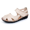 SOCOFY Big Size Hollow Out Breathable Hook Loop Leather Flat Shoes