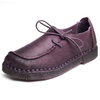 Socofy Big Size Side Lace Up Leather Comfy Casual Soft Shoes