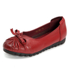 SOCOFY Bowknot Genuine Leather Retro Soft Sole Flat Loafers